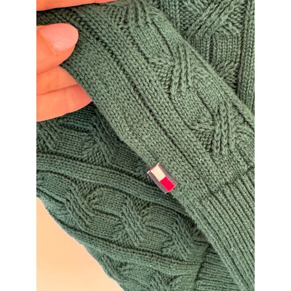 NWOT Tommy Hilfiger Women's Cable Sweater M Green Short Sleeve Cotton Preppy - Picture 7 of 7